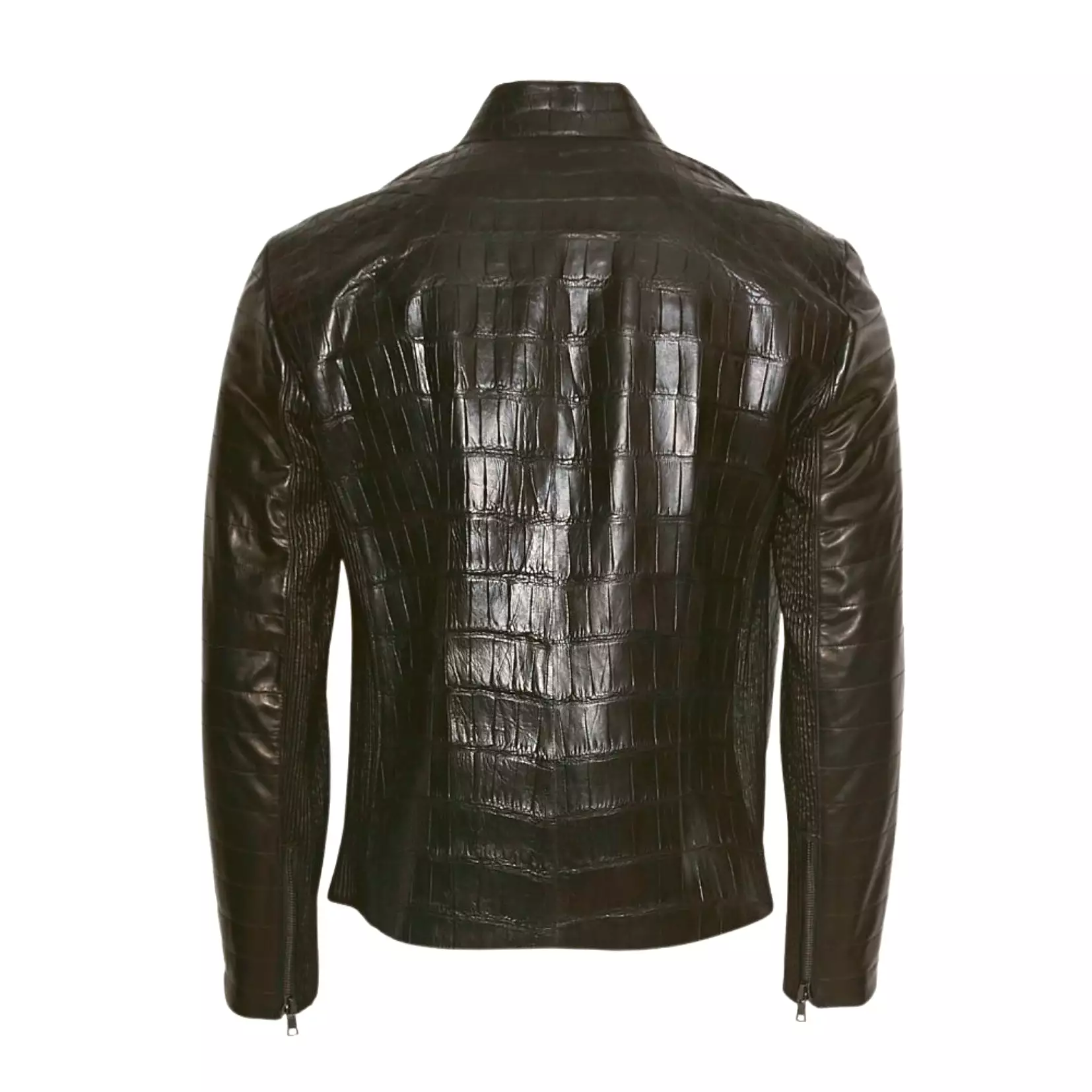 1395RG2 - Cuadra brown casual fashion full exotic alligator leather jacket for men