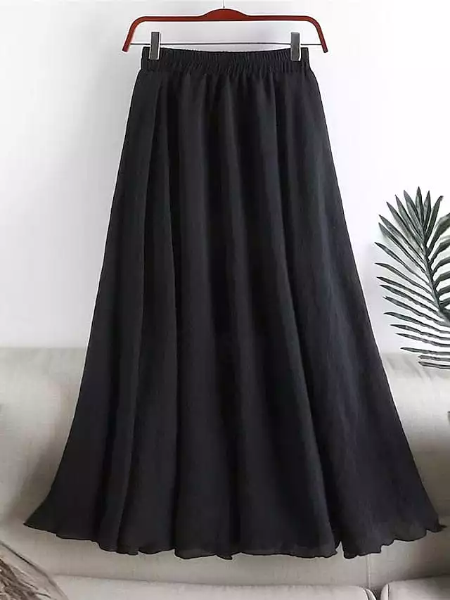 A Line Swing Midi Skirt for Women - Versatile Elegant Casual Street Wear