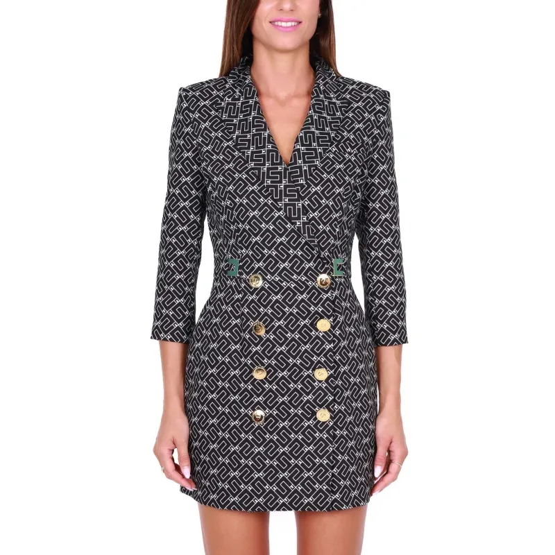 ABITO ROBE MANTEAU STAMPA GEOMETRICA, NERO