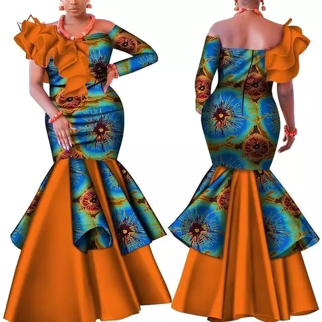 African Party Dress, Slash Neck Dress