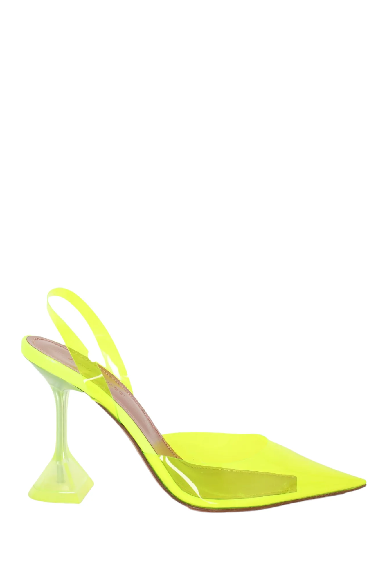 Amina Muaddi Neon Yellow Holli Glass PVC Slingback Pumps Size 37