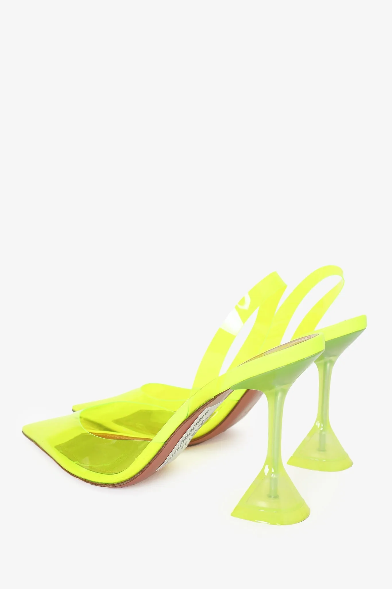 Amina Muaddi Neon Yellow Holli Glass PVC Slingback Pumps Size 37