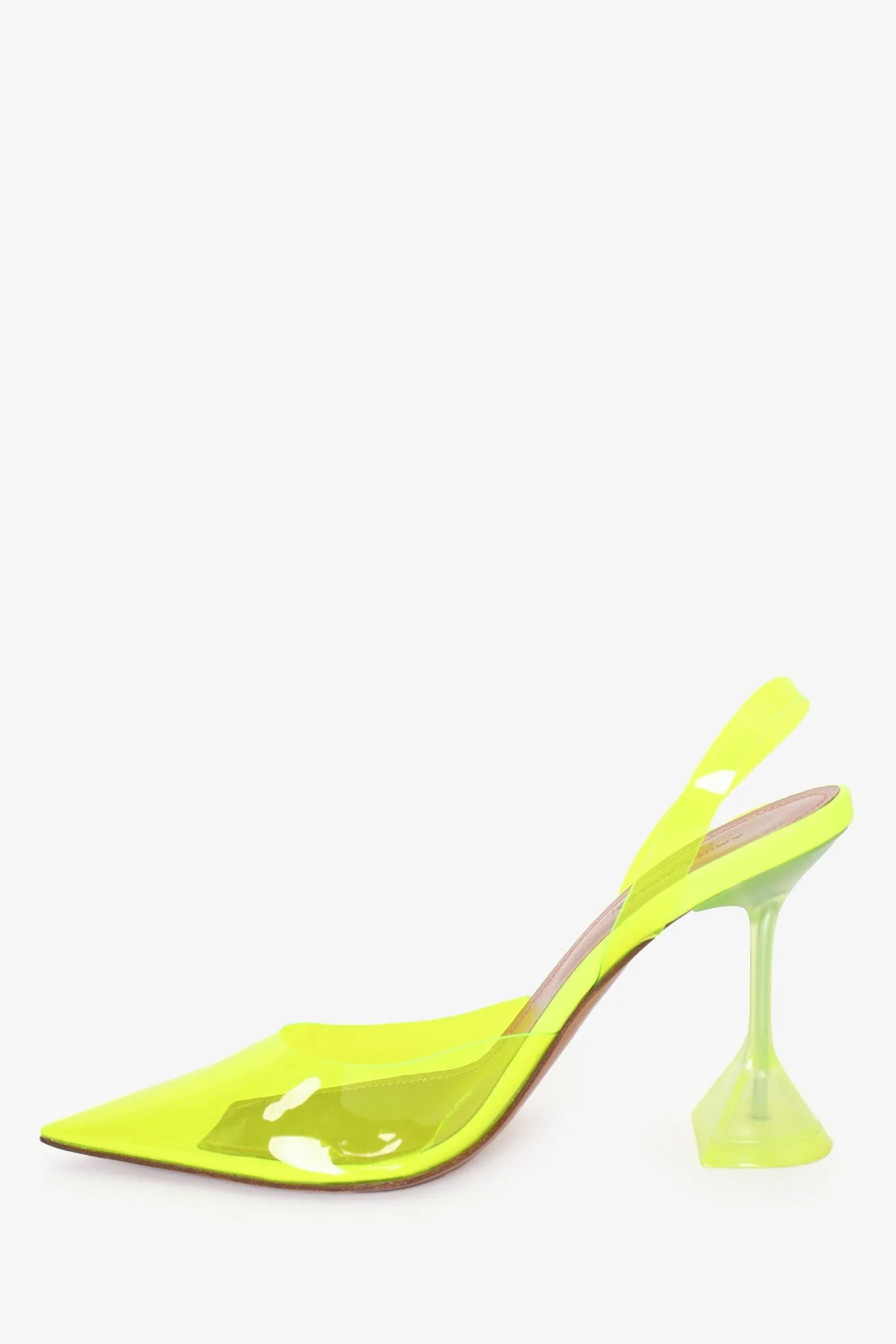 Amina Muaddi Neon Yellow Holli Glass PVC Slingback Pumps Size 37