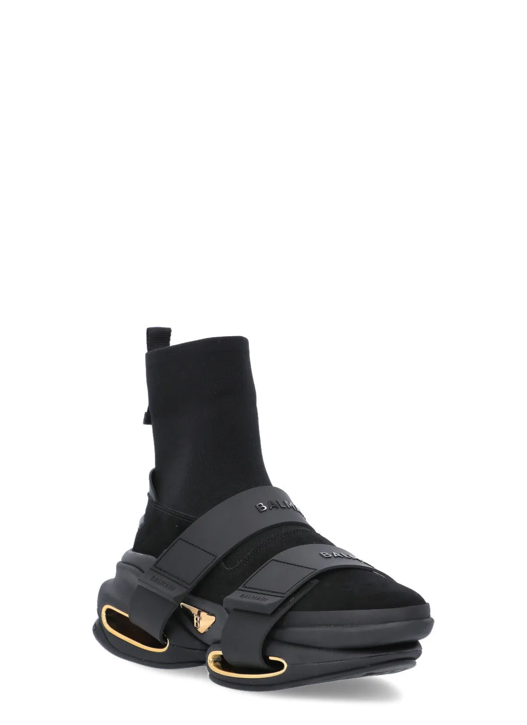 Balmain B-Court High Top Strapped Sneakers