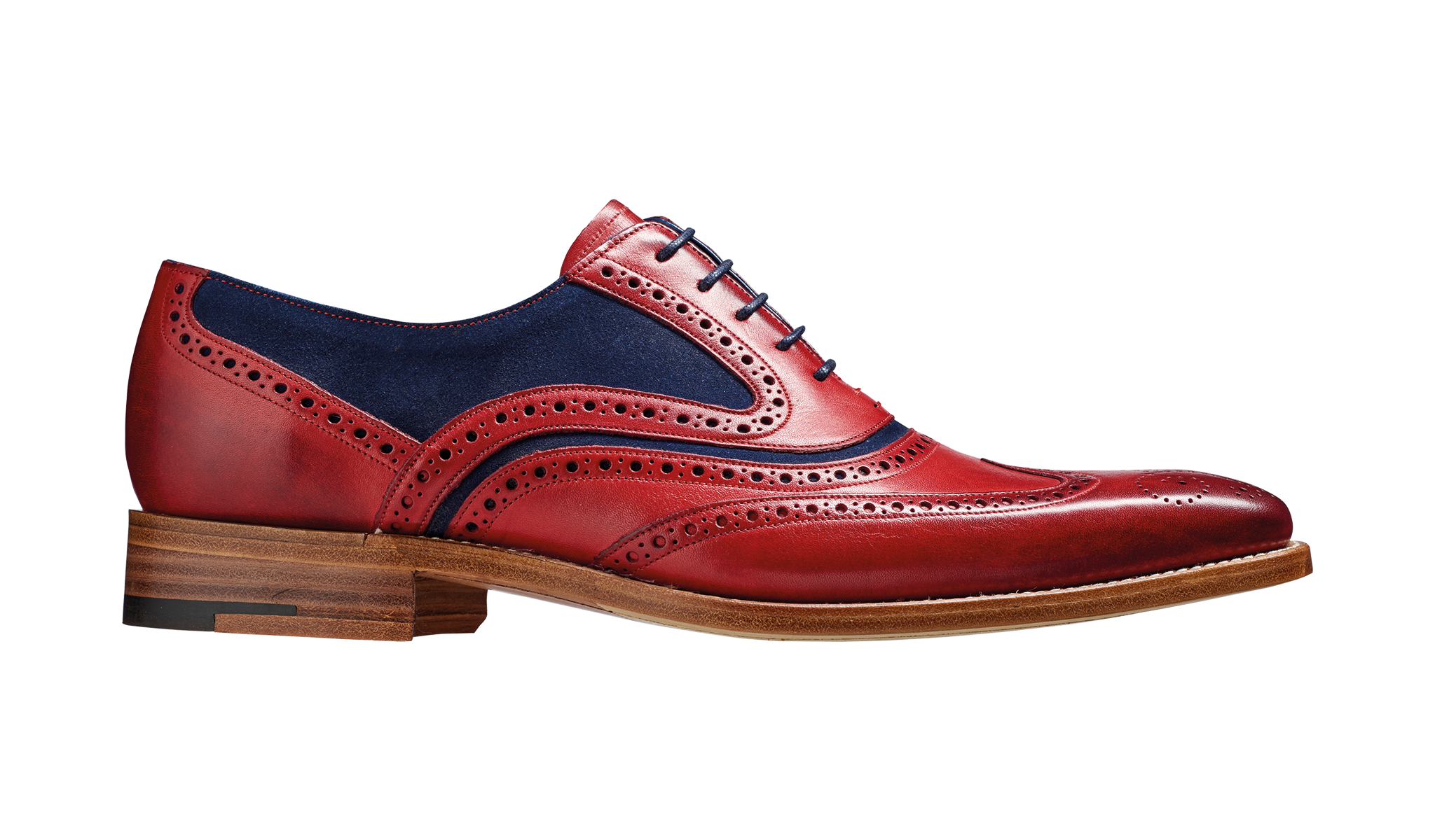 Barker McClean Classic Full Brogue Oxford Shoe - Red Hand Painted / Navy