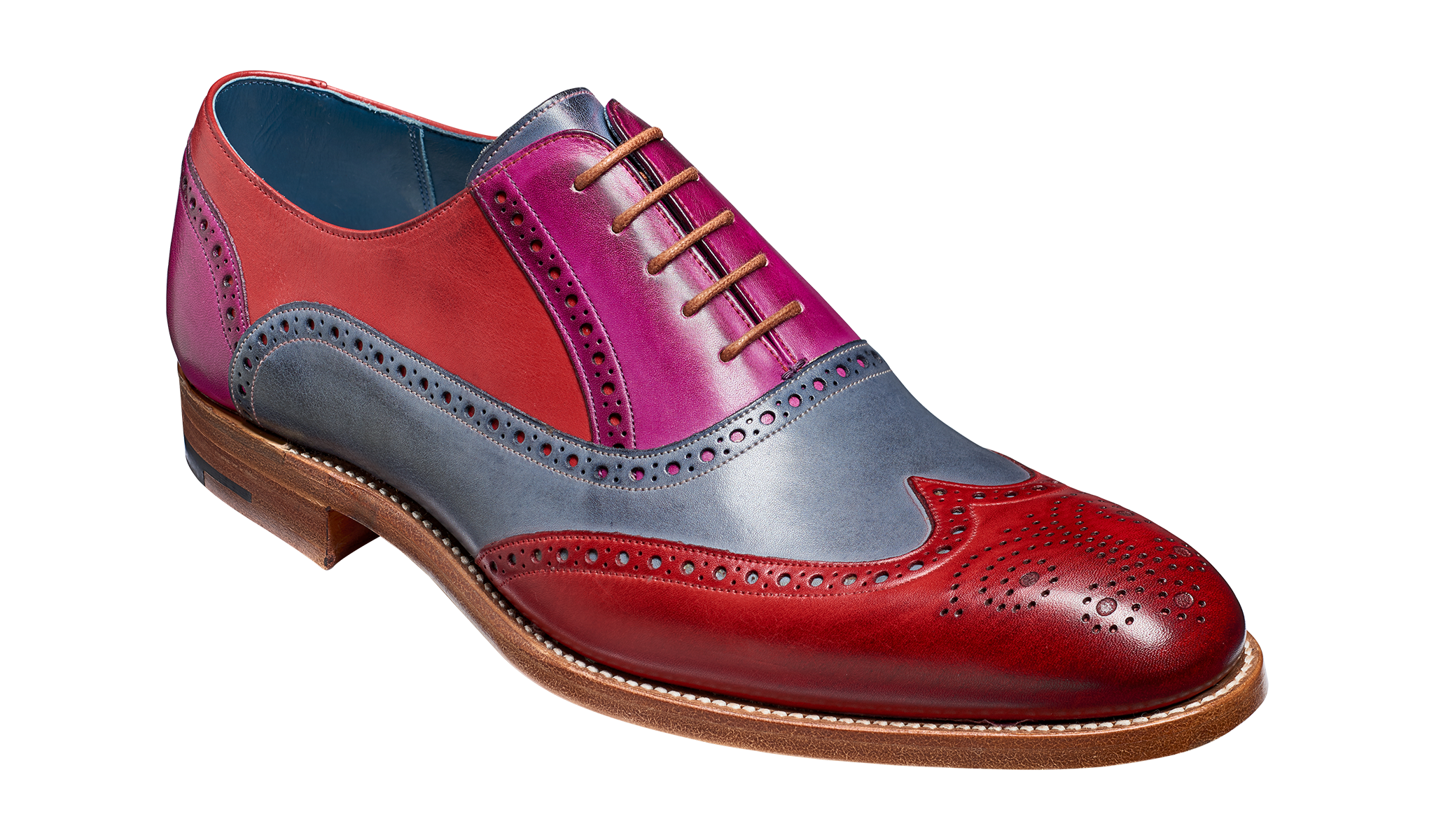 Barker Valiant Full Brogue Oxford Shoe - Red / Grey / Purple Hand Painted