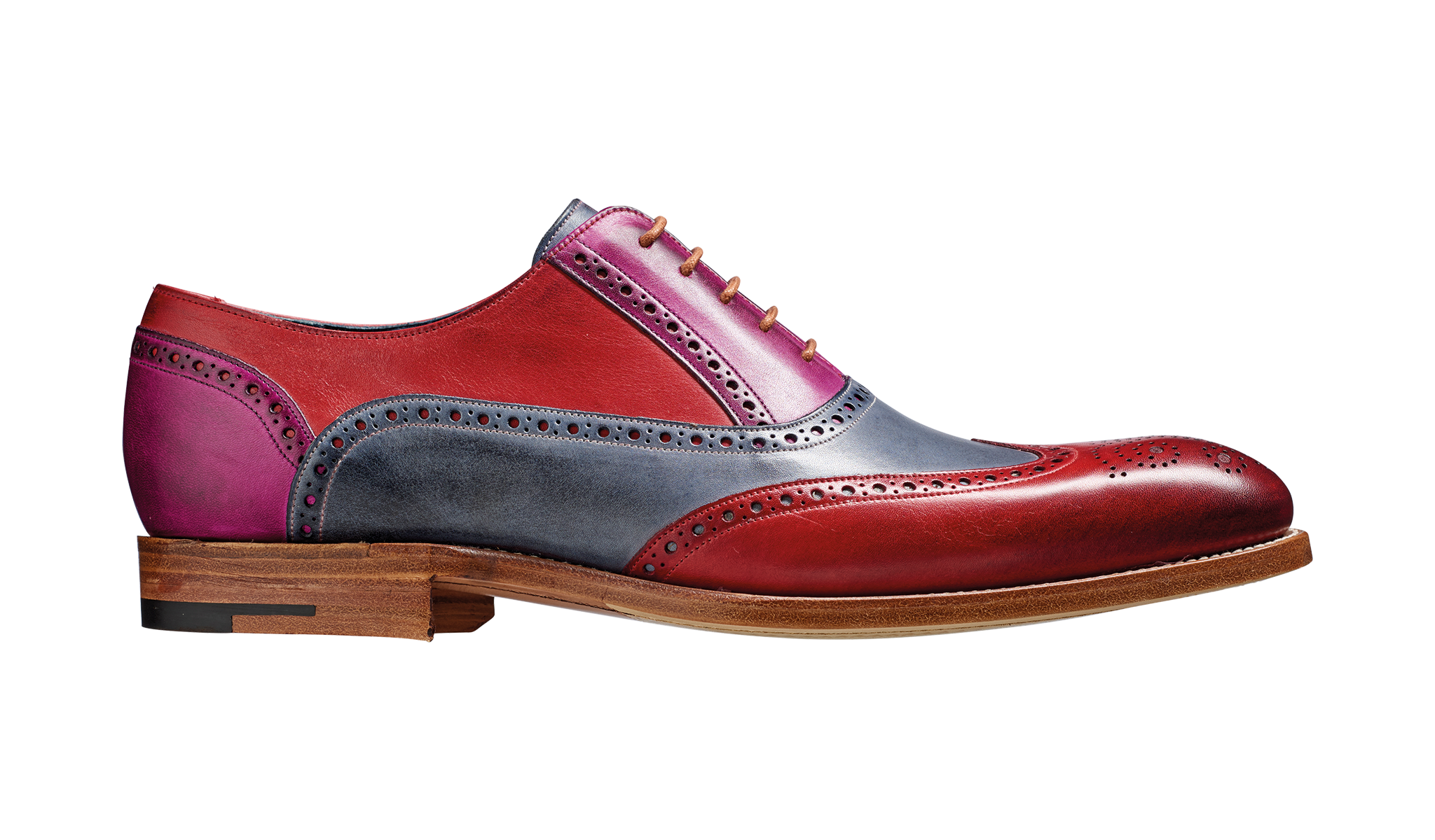 Barker Valiant Full Brogue Oxford Shoe - Red / Grey / Purple Hand Painted