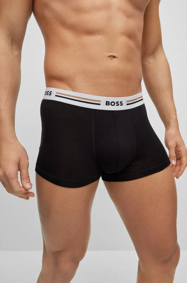 BOSS BLACK Boss Logo Waistband Three-Pack Soft-Touch Underwear - Black