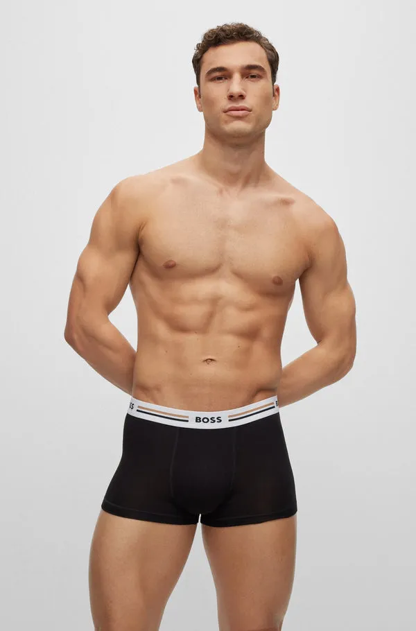 BOSS BLACK Boss Logo Waistband Three-Pack Soft-Touch Underwear - Black