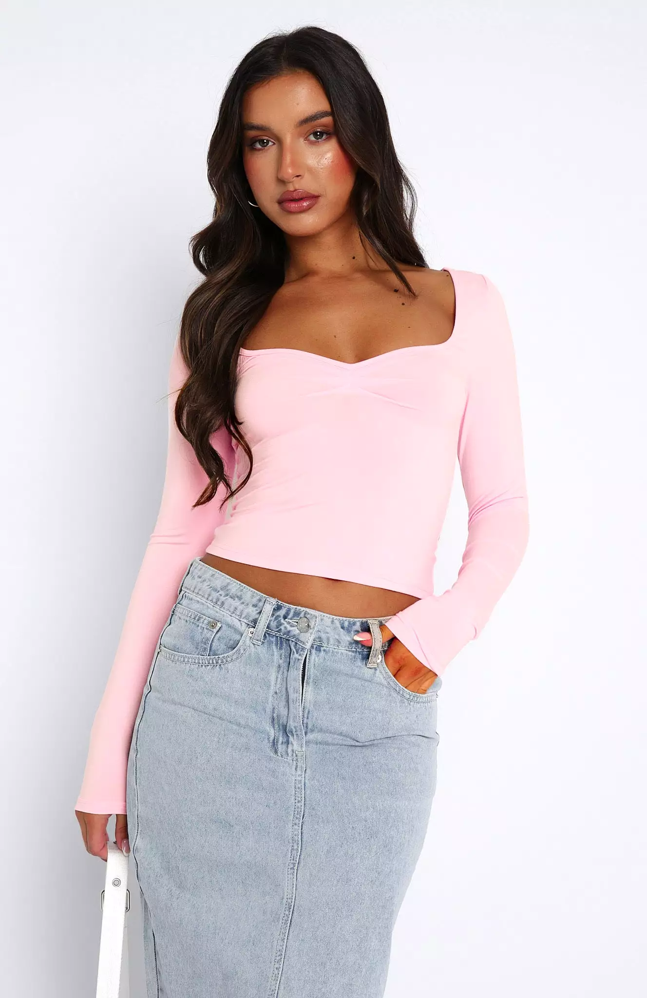 Bring It Down Long Sleeve Top Baby Pink