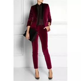 Burgundy Business Ladies Pantsuit