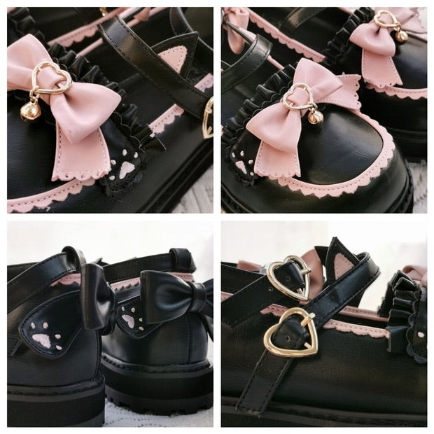 Cats’ tea party lolita shoes round toes