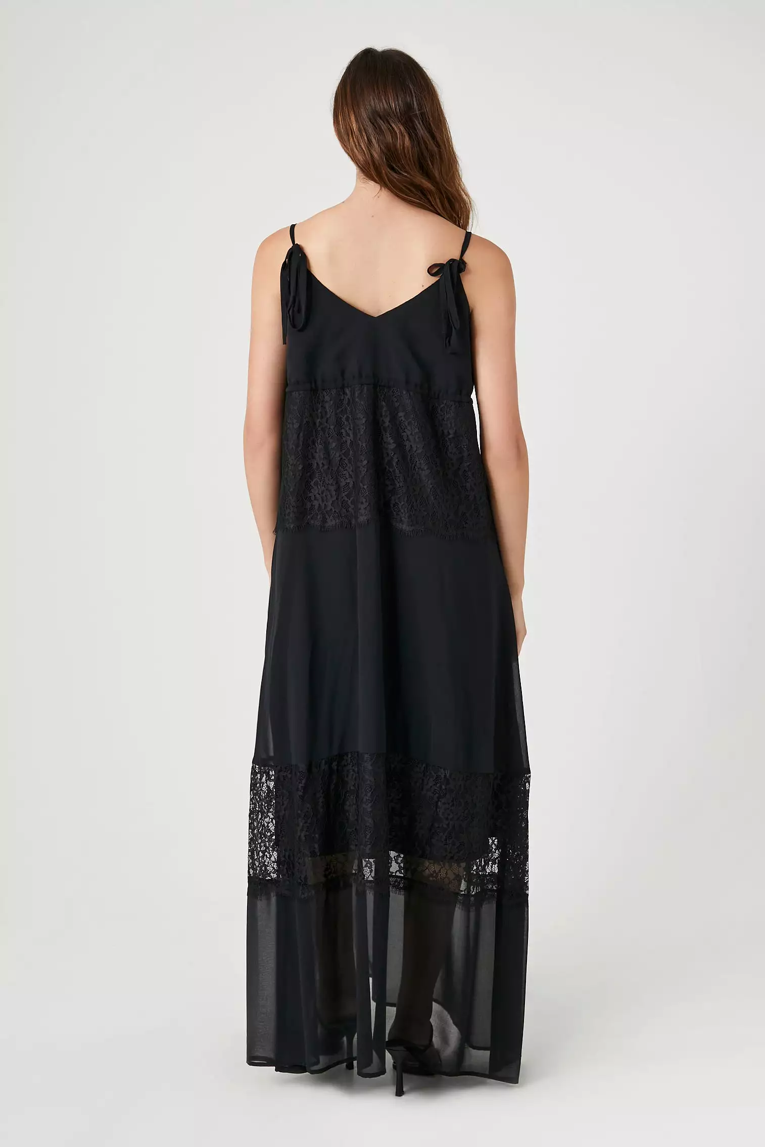 Chiffon Lace-Trim Maxi Dress