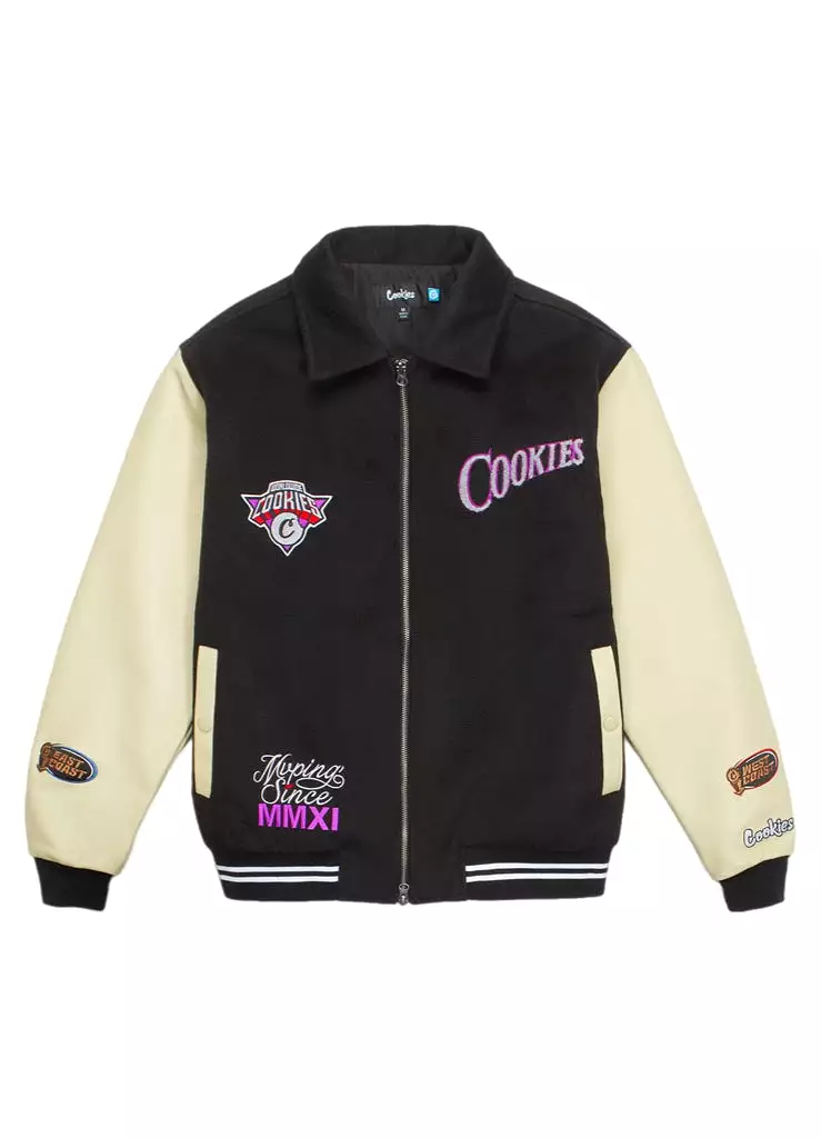 Cookies Full Clip Melton Wool Varsity Jacket CM241OLC02