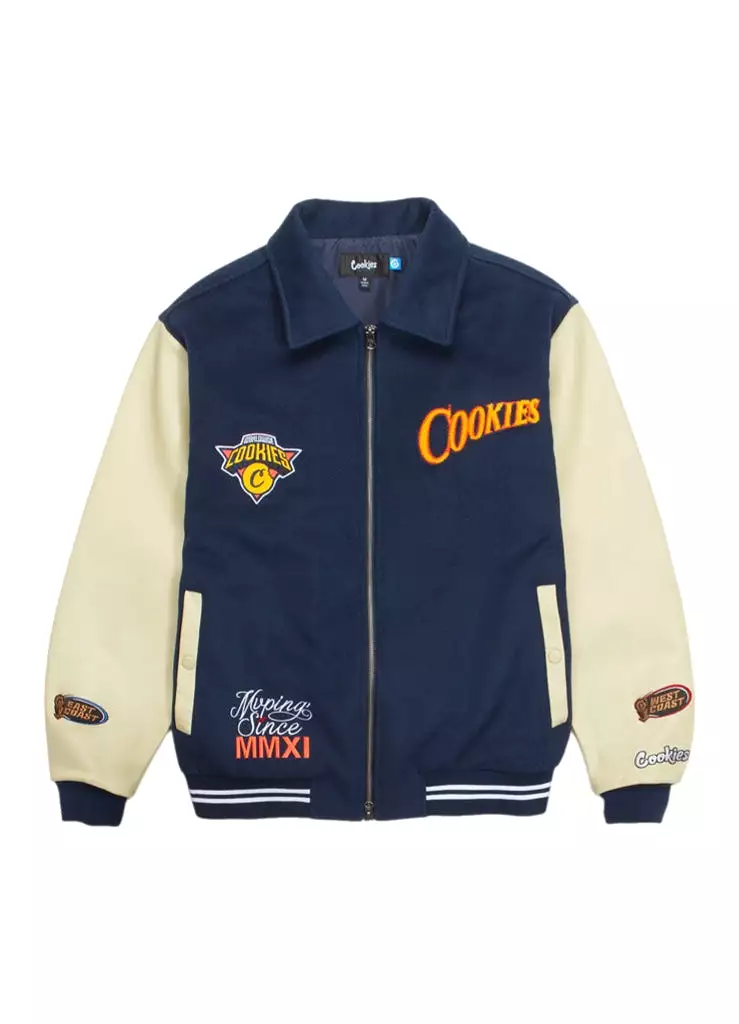 Cookies Full Clip Melton Wool Varsity Jacket CM241OLC02