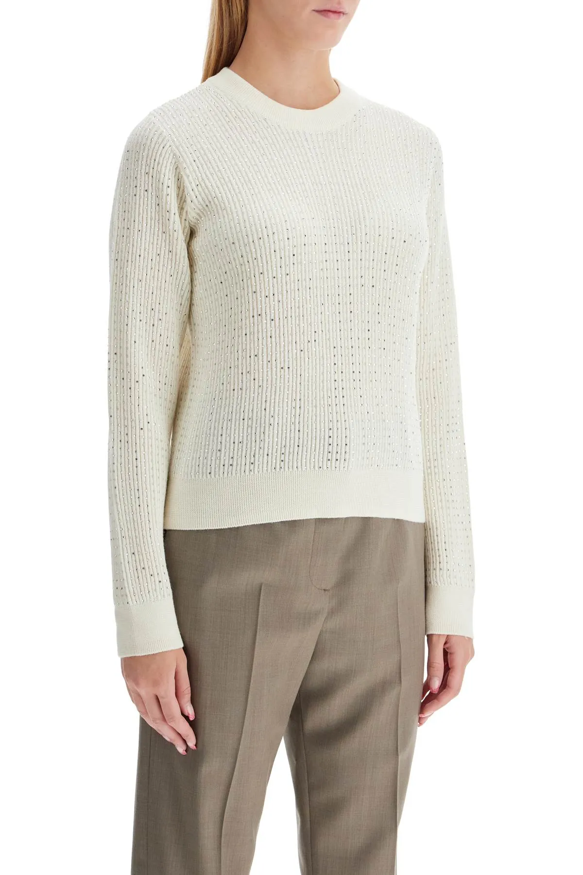 crewneck pullover with GWP00836 P001478 NATURAL WHITE