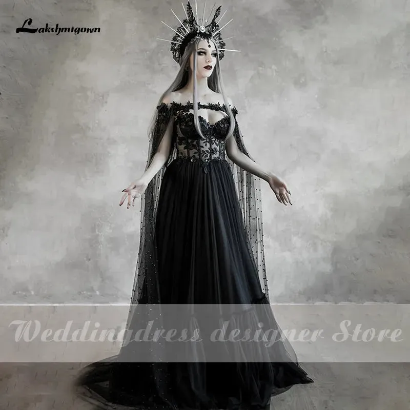 Dark Fairytale Gothic Evening Gown With Cupped Corset