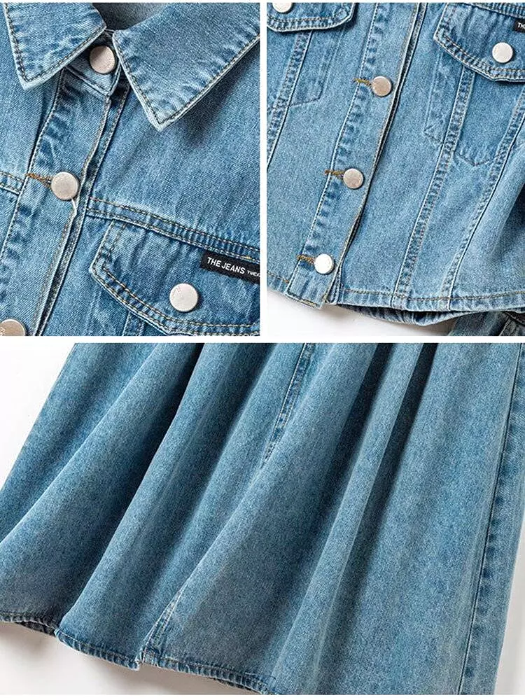 Denim Jeans Skirt Outfit Set