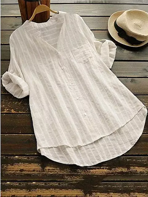 Elegant Striped Button-Front Blouse for Women