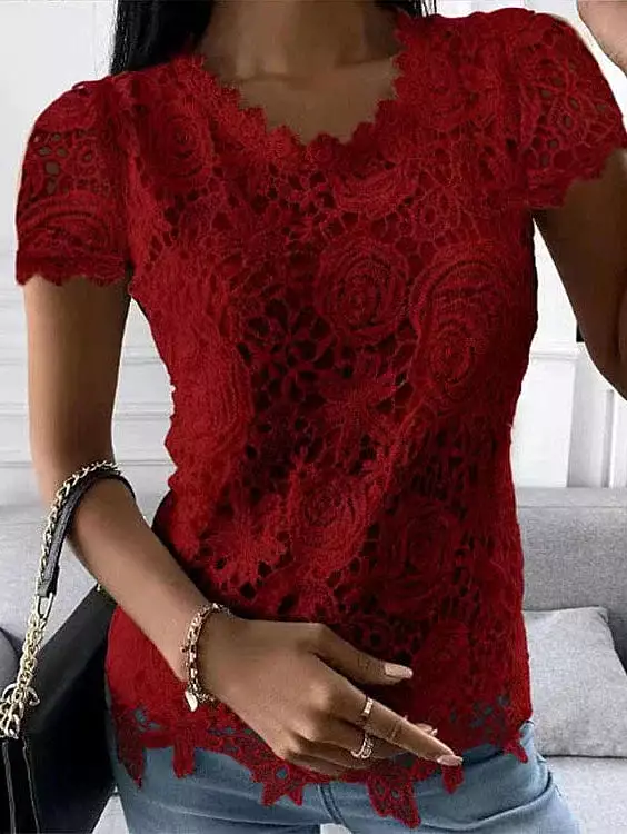 Elegant Vintage Lace Shirt Blouse for Women