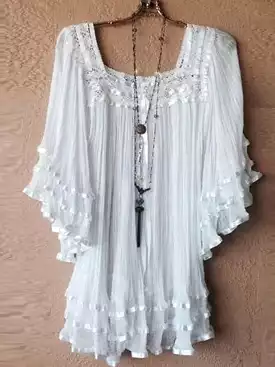 Elegant Women's Plus Size Lace Blouse for Daily Holiday and Vacation