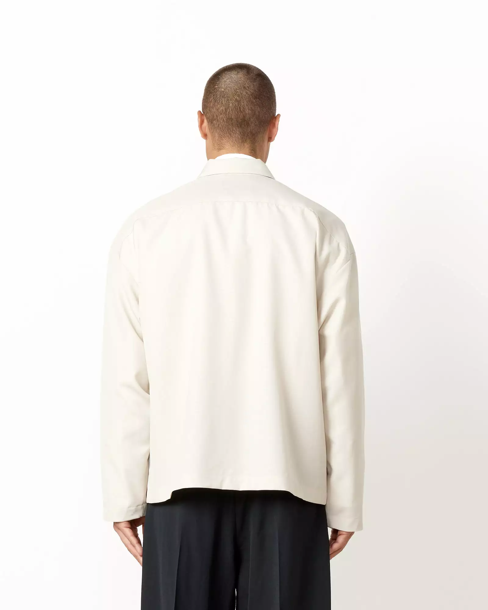 Enzo Shirt Long Sleeve in Tropical Wool Crema