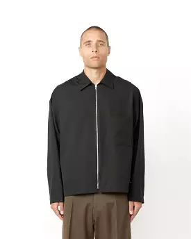 Enzo Shirt Long Sleeve in Tropical Wool Nero