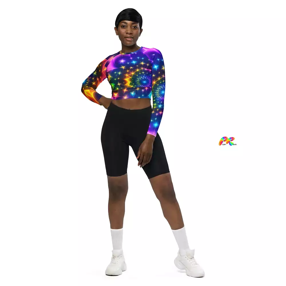 Exotic Neon Long Sleeve Athletic Crop Top