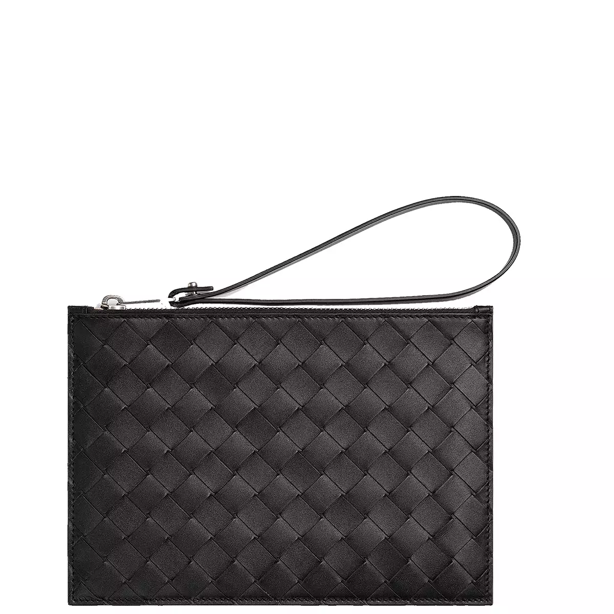 Flat Wristlet Pouch Intrecciato, Black