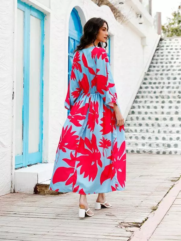 Floral Chiffon Maxi Dress With Slit