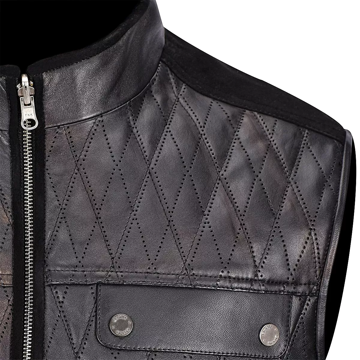 H302BOB- Cuadra black casual fashion reversible lambskin leather vest for men