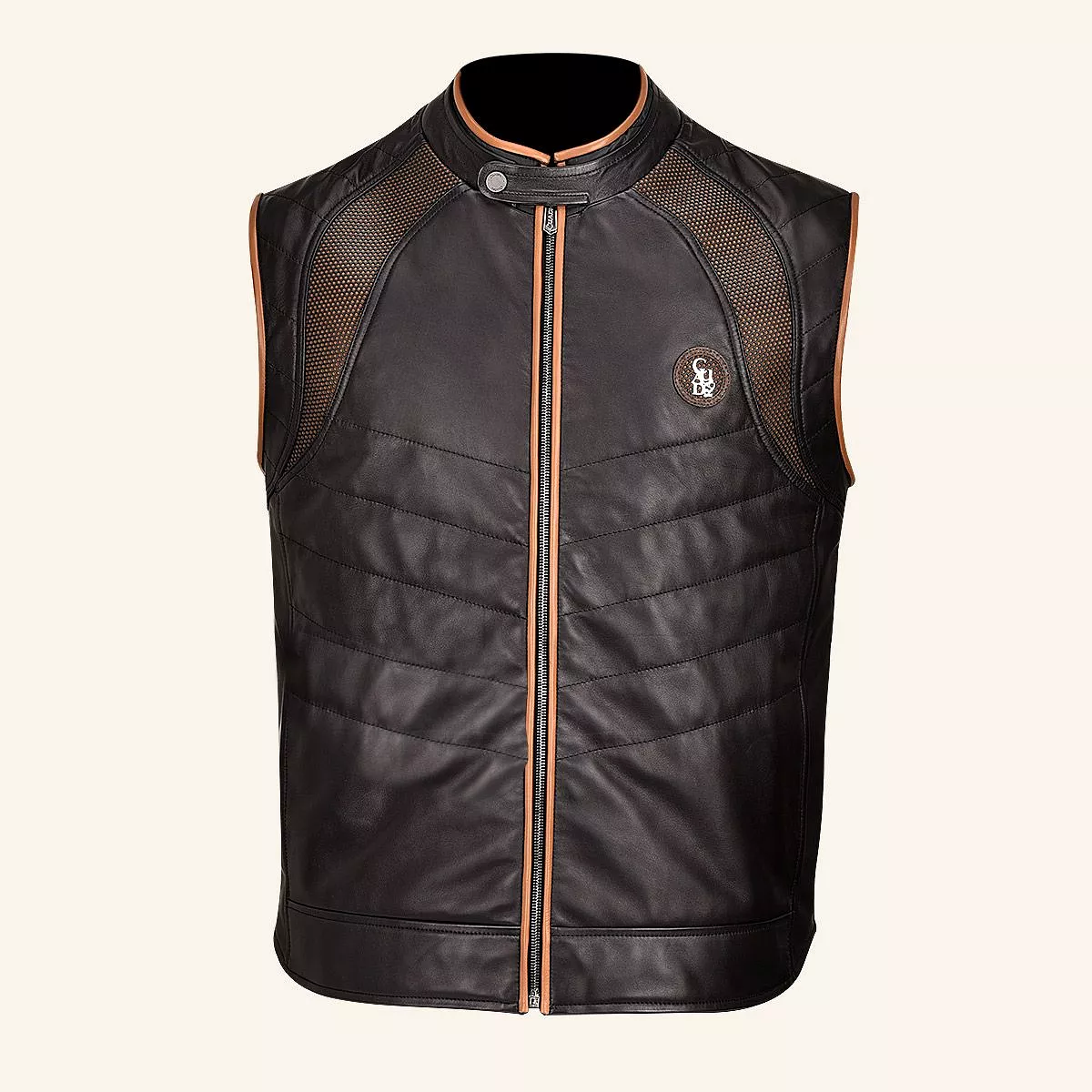 H333BOB- Cuadra black casual fashion lambskin leather vest for men