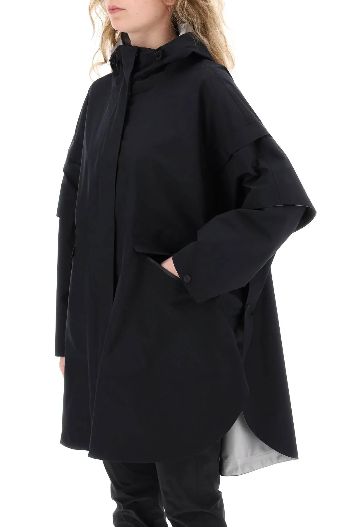 Herno laminar removable sleeve cape coat MAN0003DL 11124 NERO