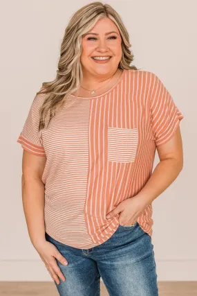 In High Spirits Striped Top- Coral