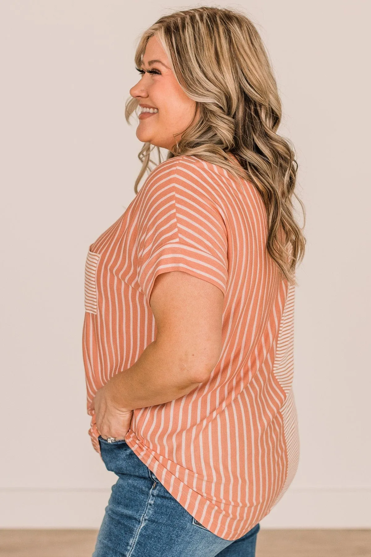 In High Spirits Striped Top- Coral