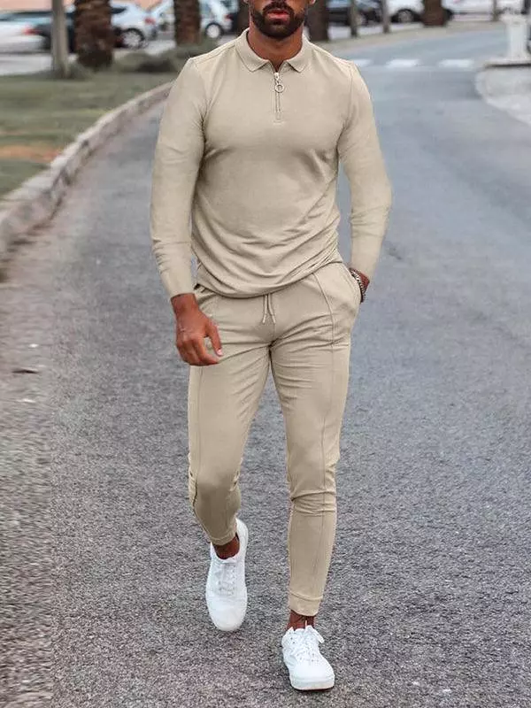 Lapel Long Sleeve Casual Men Tracksuit