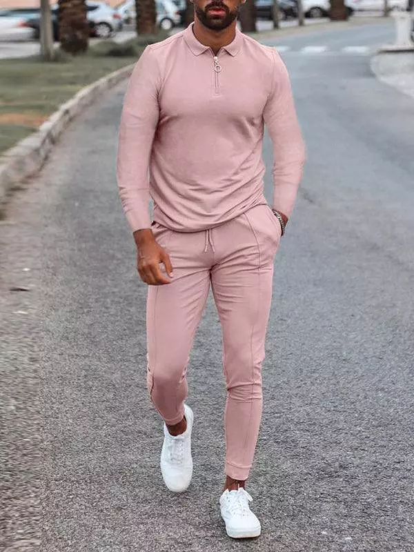 Lapel Long Sleeve Casual Men Tracksuit