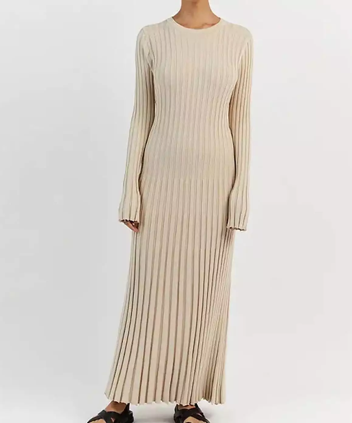 Long Sleeve Knitted Long Maxi Dress