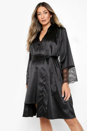 Maternity Satin Lace Trim Robe