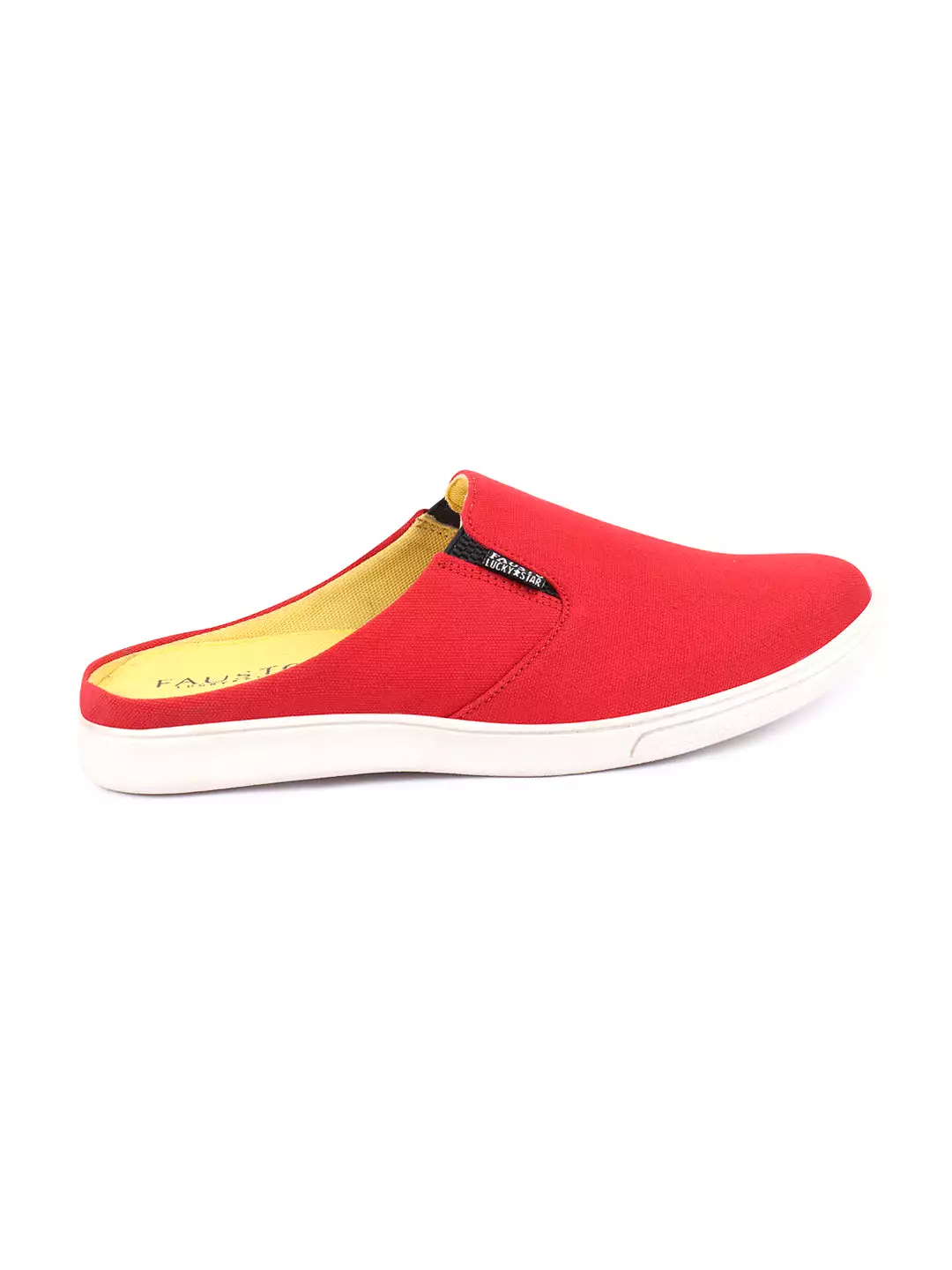 Men Red Casual Back Open Canvas Stylish Slip On Shoes