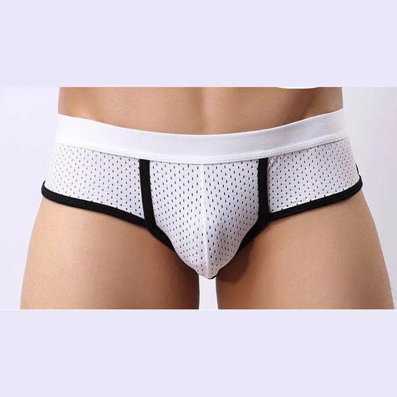 Men's Acrylic Mesh Low-Rise Briefs U Convex Bulge Pouch Underwear Underpants SM6