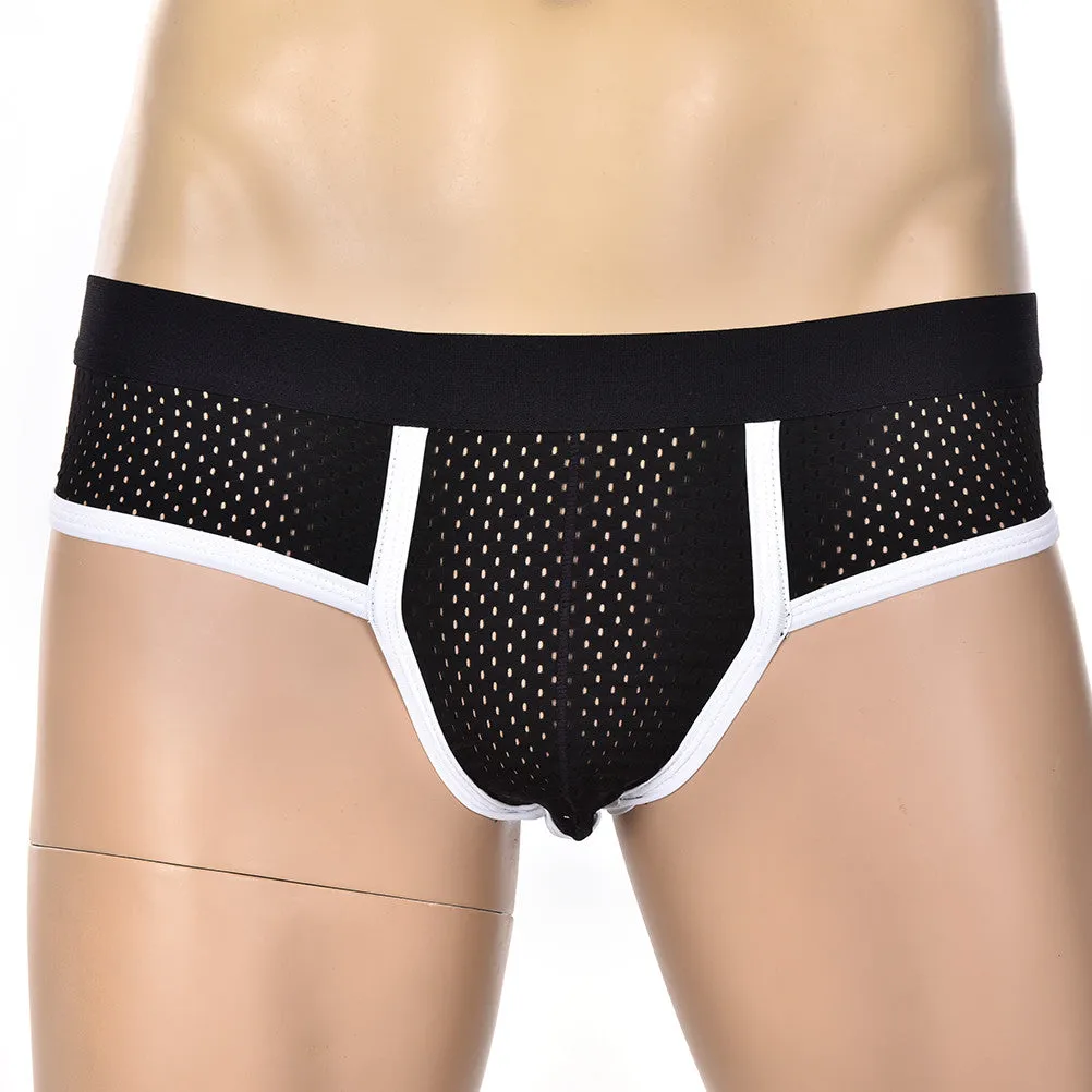 Men's Acrylic Mesh Low-Rise Briefs U Convex Bulge Pouch Underwear Underpants SM6