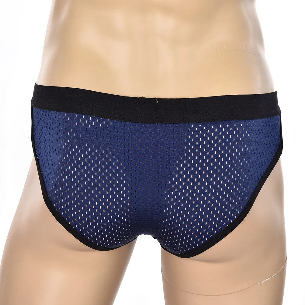 Men's Acrylic Mesh Low-Rise Briefs U Convex Bulge Pouch Underwear Underpants SM6