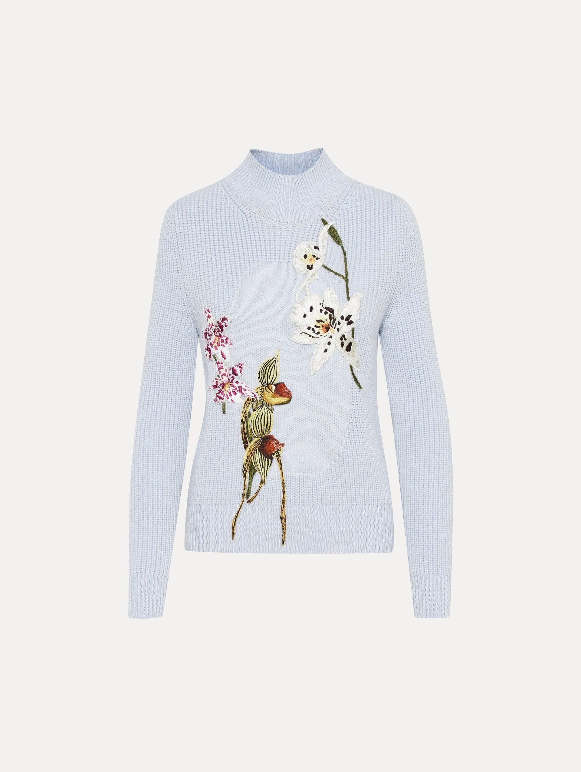 Orchid Embroidered Portrait Pullover