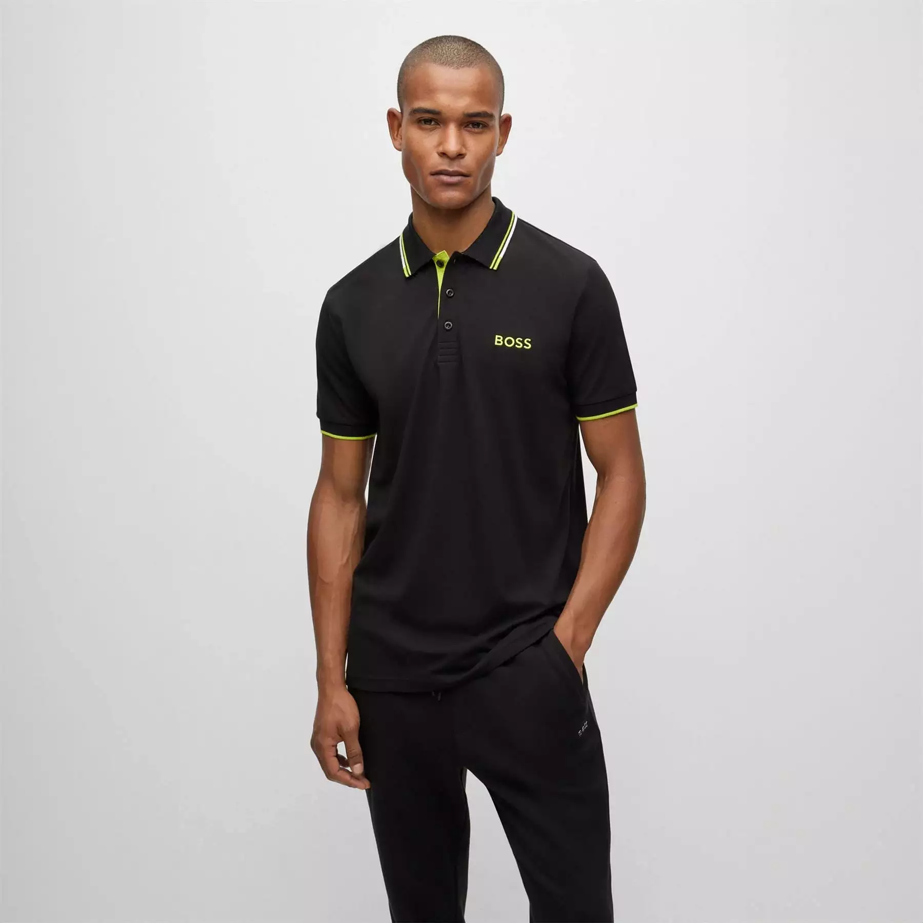 Paddy Pro Cotton Jersey Regular Fit Polo Black - W23