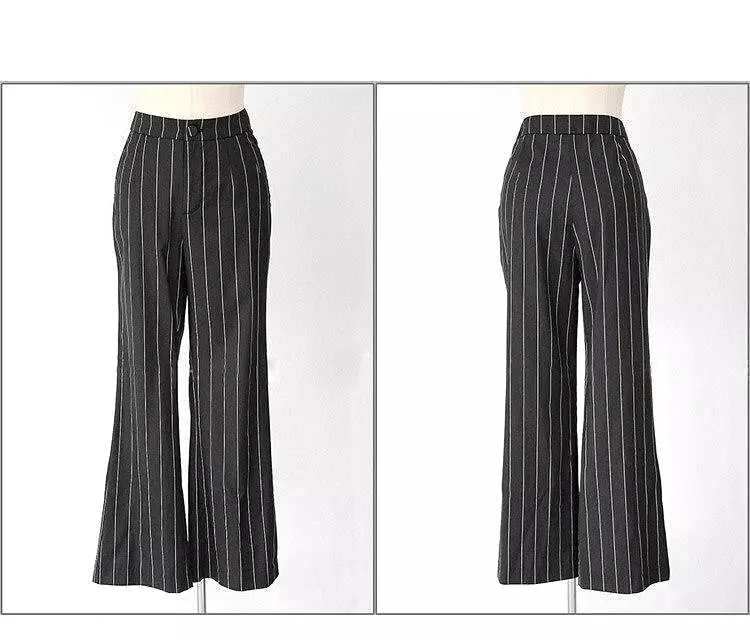 Pinstriped Black-White Pantsuits