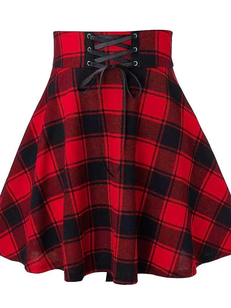 Plaid Mini Skirt for Women in Black, White, Red, and Green - Spring & Summer Casual Party Halloween S M L