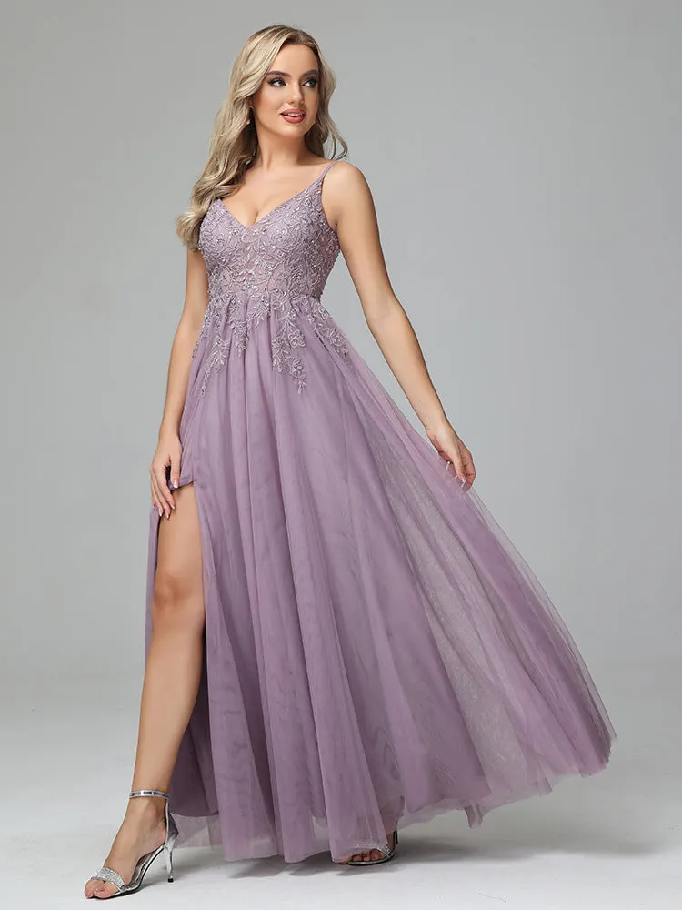 Ravissante Robe de soirée longue en Tulle et Dentelle