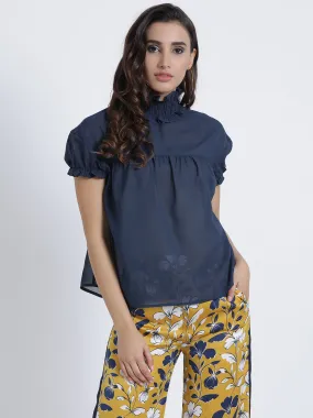 Ruffled High Neck Top