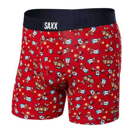 Saxx Men's Vibe Boxer Brief Underwear - Big Bang - Red